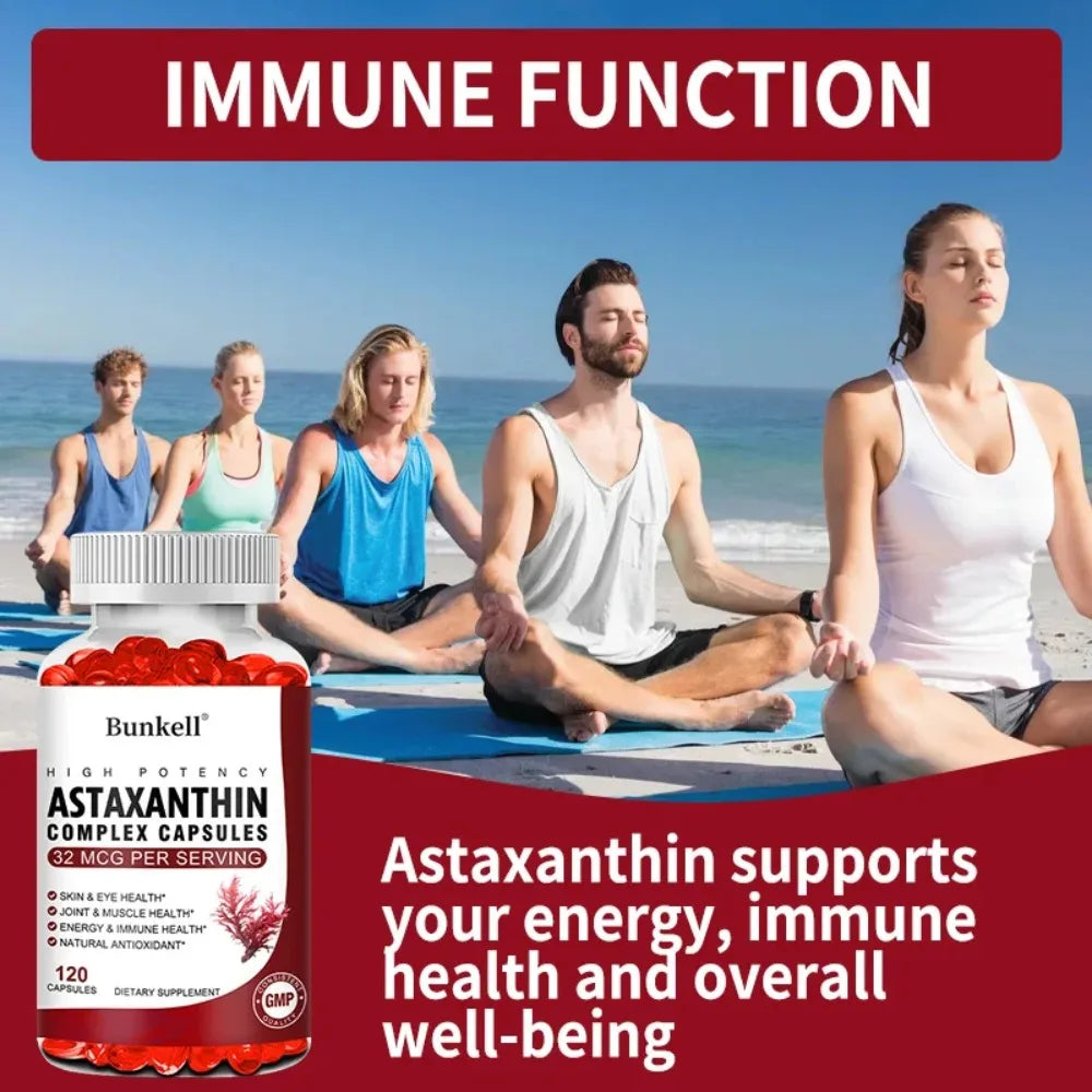 Astaxanthin Complex Capsules - with Fish Oil, Antioxidant, Supports Vision, Eye and Skin, Muscle, Joint and Immune Health