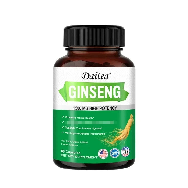 Panax Ginseng + Ginkgo Biloba Capsules, Supports Energy, Focus, Memory & Concentration, Brain Health & Physical Endurance