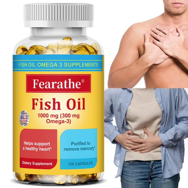 Omega 3 Fish Oil Capsules with EPA & DHA, Natural Essential Fatty Acid Supplement for Heart Brain Joint & Immune Wellness