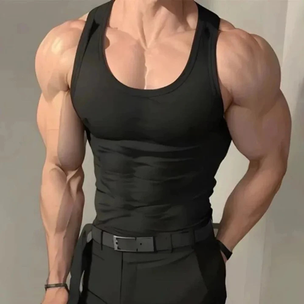 Mens Vest Plain Casual Cotton Tank Top Spring Gym Sports Fitness Daily All-Match Classic Sleeveless Top Men'S Clothing 2025 New