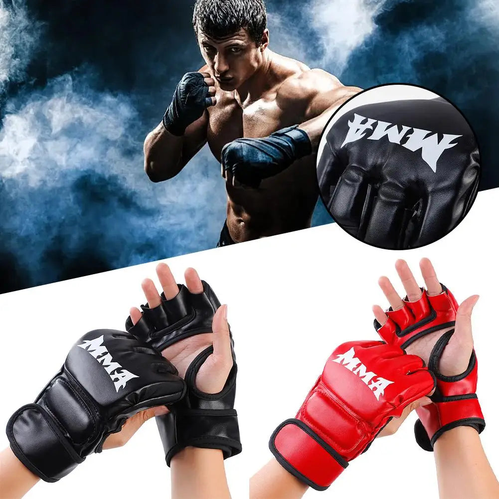 Professional Boxing Training Gloves Half Finger Leather Cushion for Adult Sanda Boxing UFC Training Sandbag Knuckles