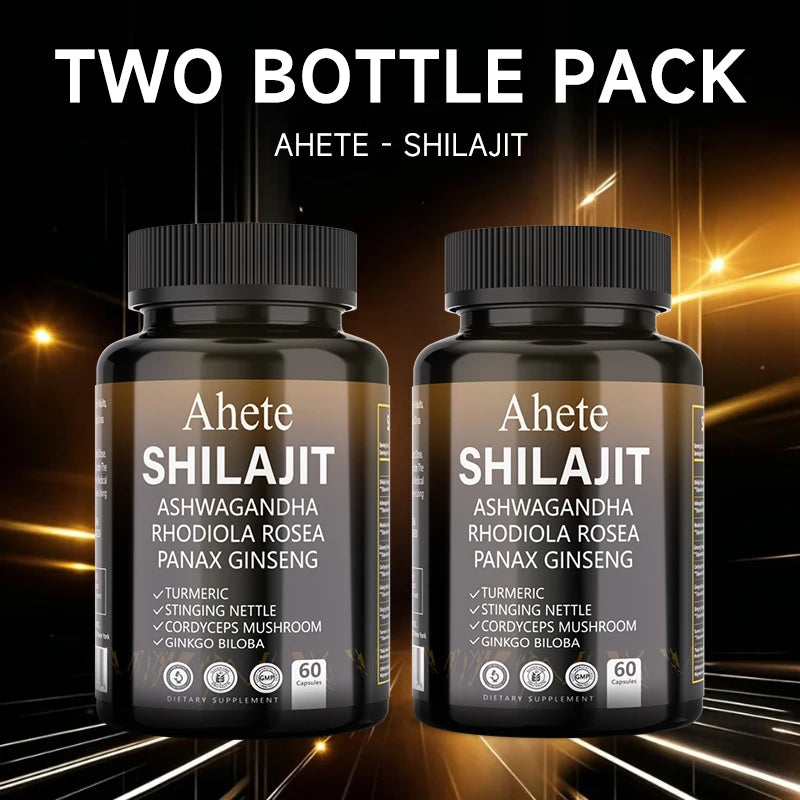 Ahete Shilajit Energy Supplement | 10 Herbal Extracts From The Himalayan Premium Shilajit, Ginseng, Ginkgo, Nettle, Turmeric.