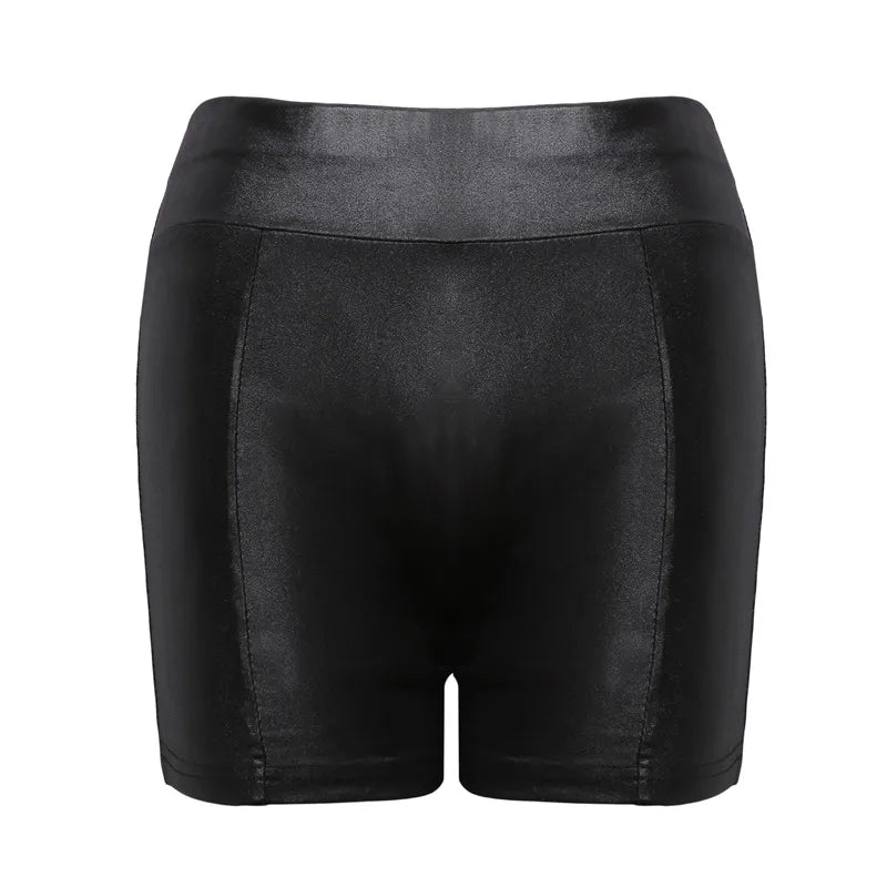 2024 Sexy Womens Shorts Shiny Elastic High Waist Shiny Faux PU Leather Short Pants Slim Hot Dance Clubwear Mini Shorts