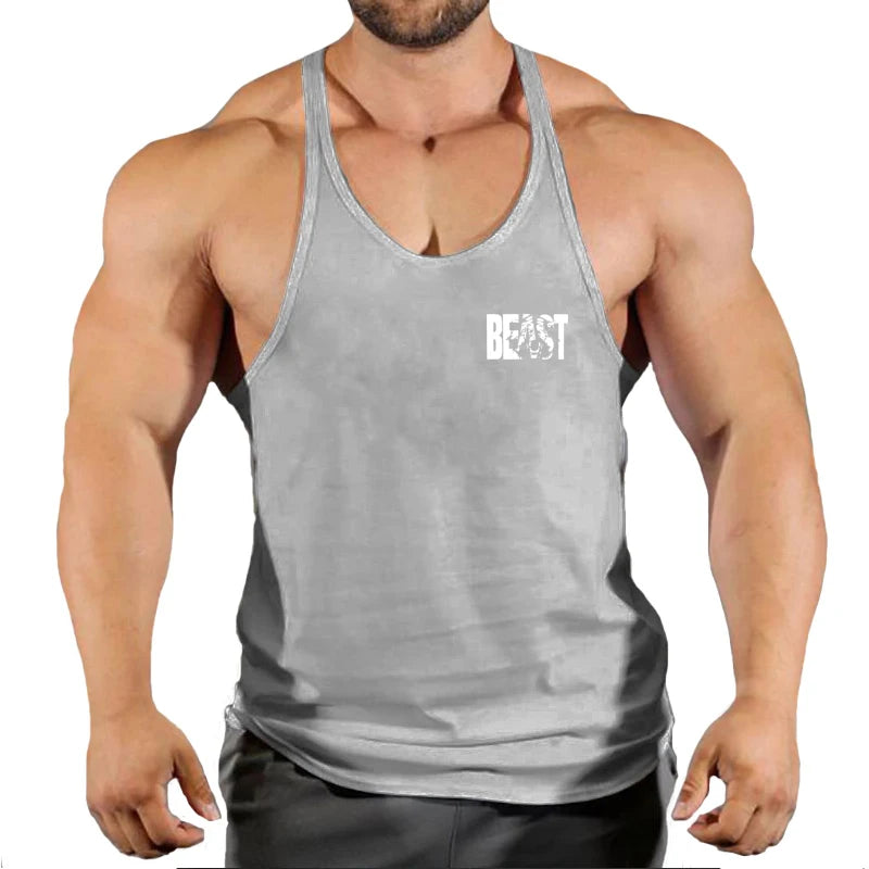 Summer Cotton Singlet Men Tank Top Bodybuilding Exercise Gym Workout Clothing for Men Sleeveless Muscle Shirts Running Vest