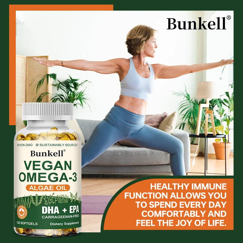 Omega 3 Algae Oil | Plus DHA EPA Non GMO Overall Health | Fish Oil Substitute 120 Capsules Soft Capsules