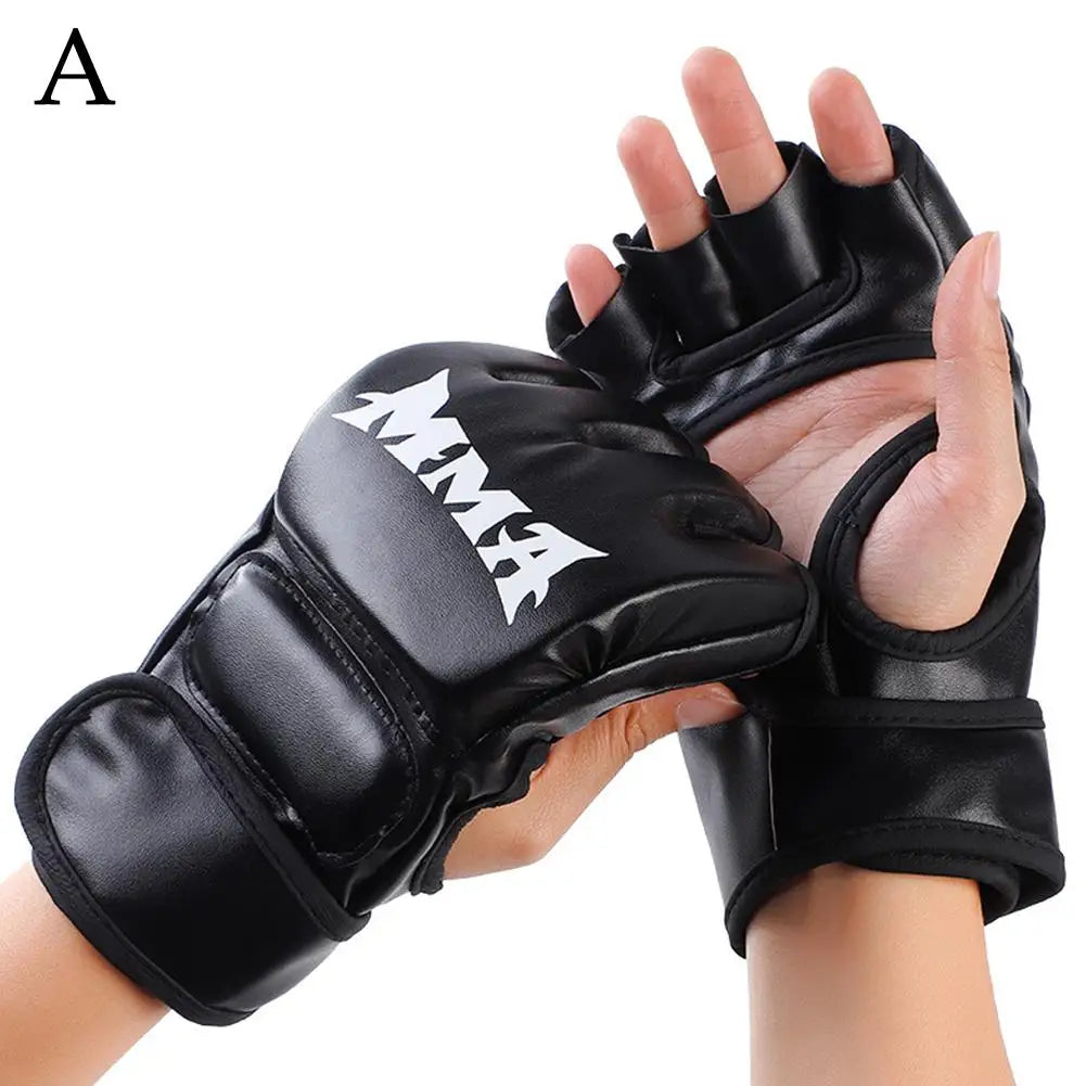 Professional Boxing Training Gloves Half Finger Leather Cushion for Adult Sanda Boxing UFC Training Sandbag Knuckles