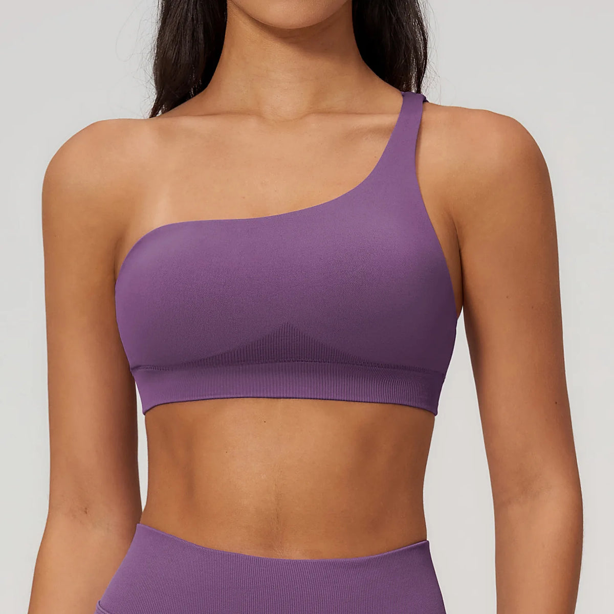 Shockproof Yoga Bra One Shoulder Irregular Shoulder Strap Female Fitness Push Up Sports Underwear Hollow-out Slim Ventilate Bra