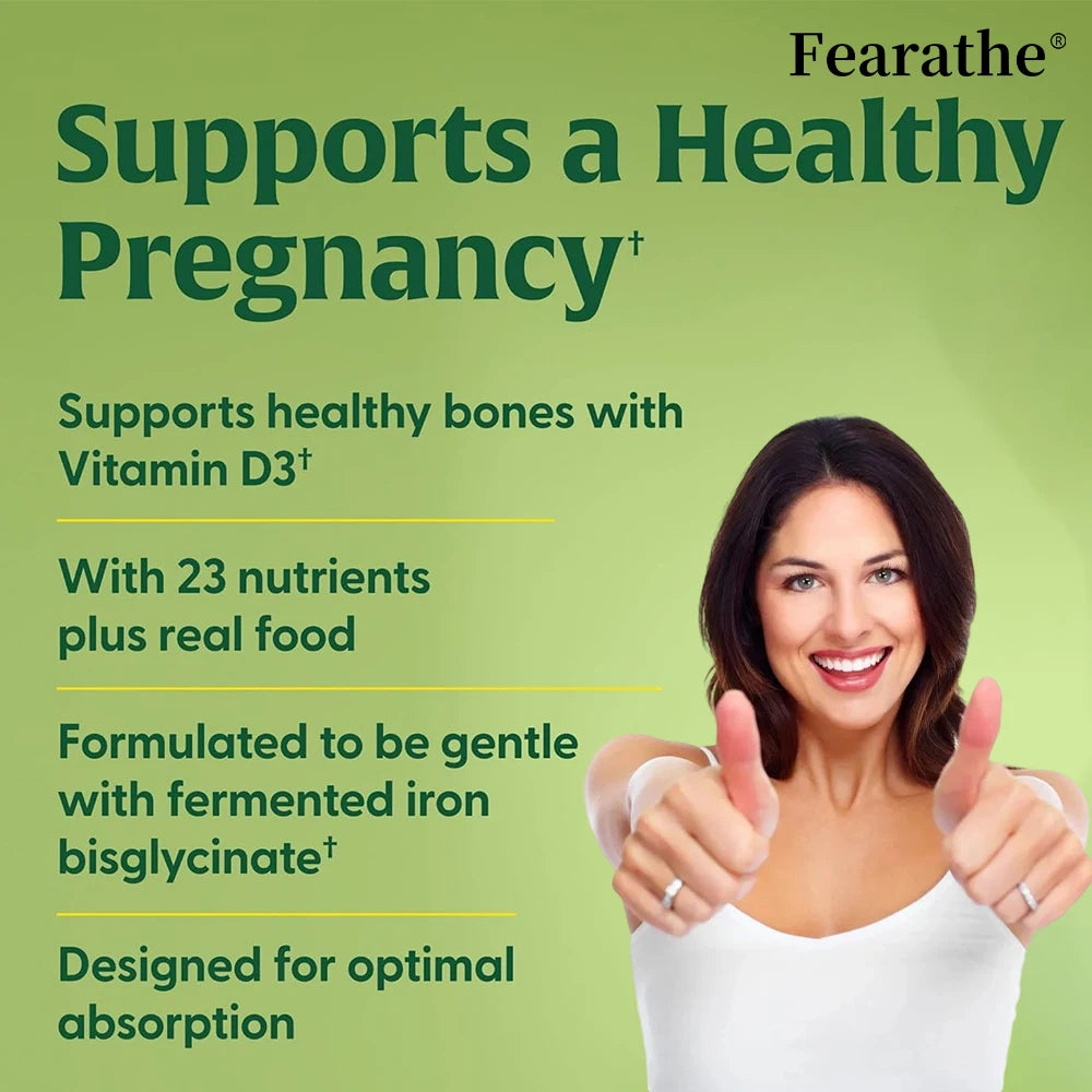 Prenatal Multivitamin Capsules, Choline Biotin Iron Calcium Zinc Complex, Daily Nutrient Supplement for Pregnant Women, Non-GMO