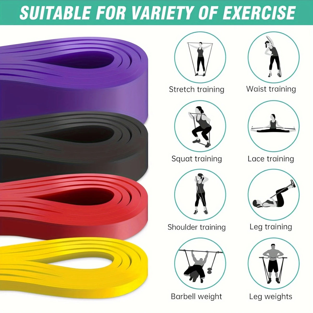 1pc Stackable Heavy Tension TPE Resistance Band Set - Anti-Snap for Home Gym Muscle Strength & Body Stretching Yoga Gym