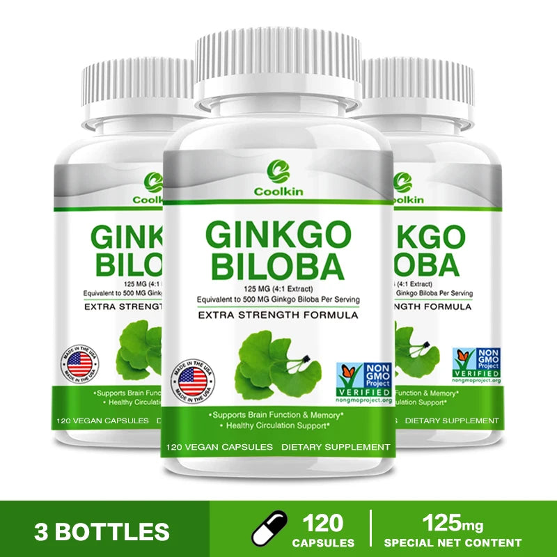 Ginkgo Biloba Extract Capsules - Promotes Brain Function and Memory, Attention, Antioxidant, Anti-Aging, Vegetarian