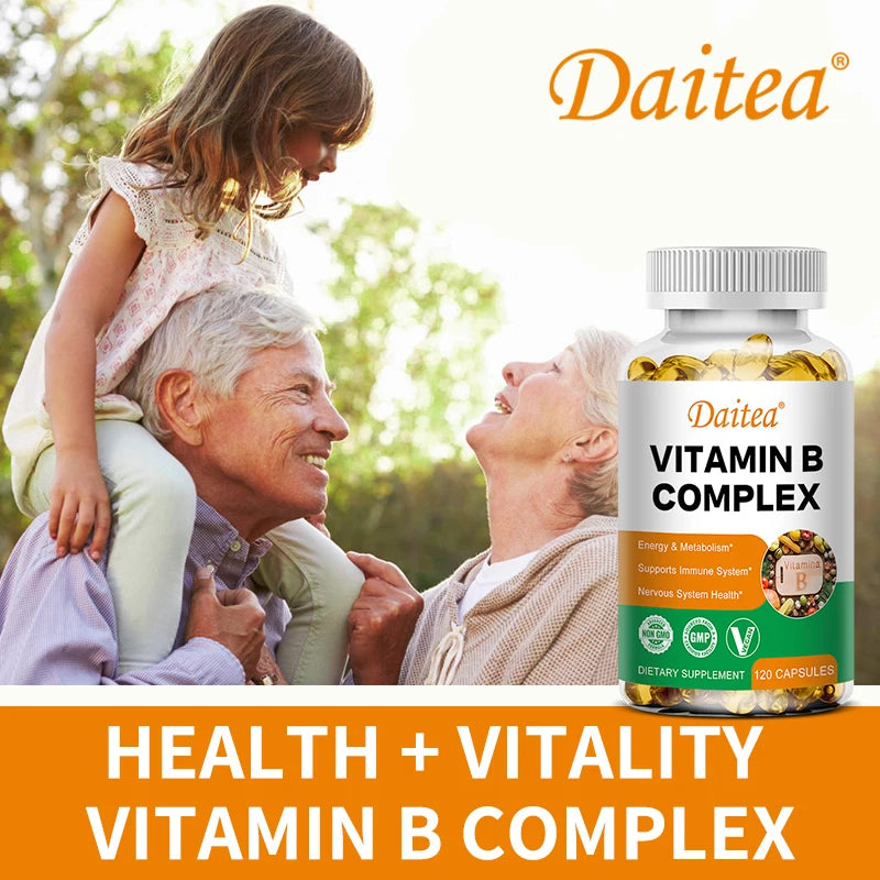 Organic Vitamin B Complex - Absorption, Supports Energy, Immune Health, Antioxidant Supplement - 120 Vegetarian Capsules