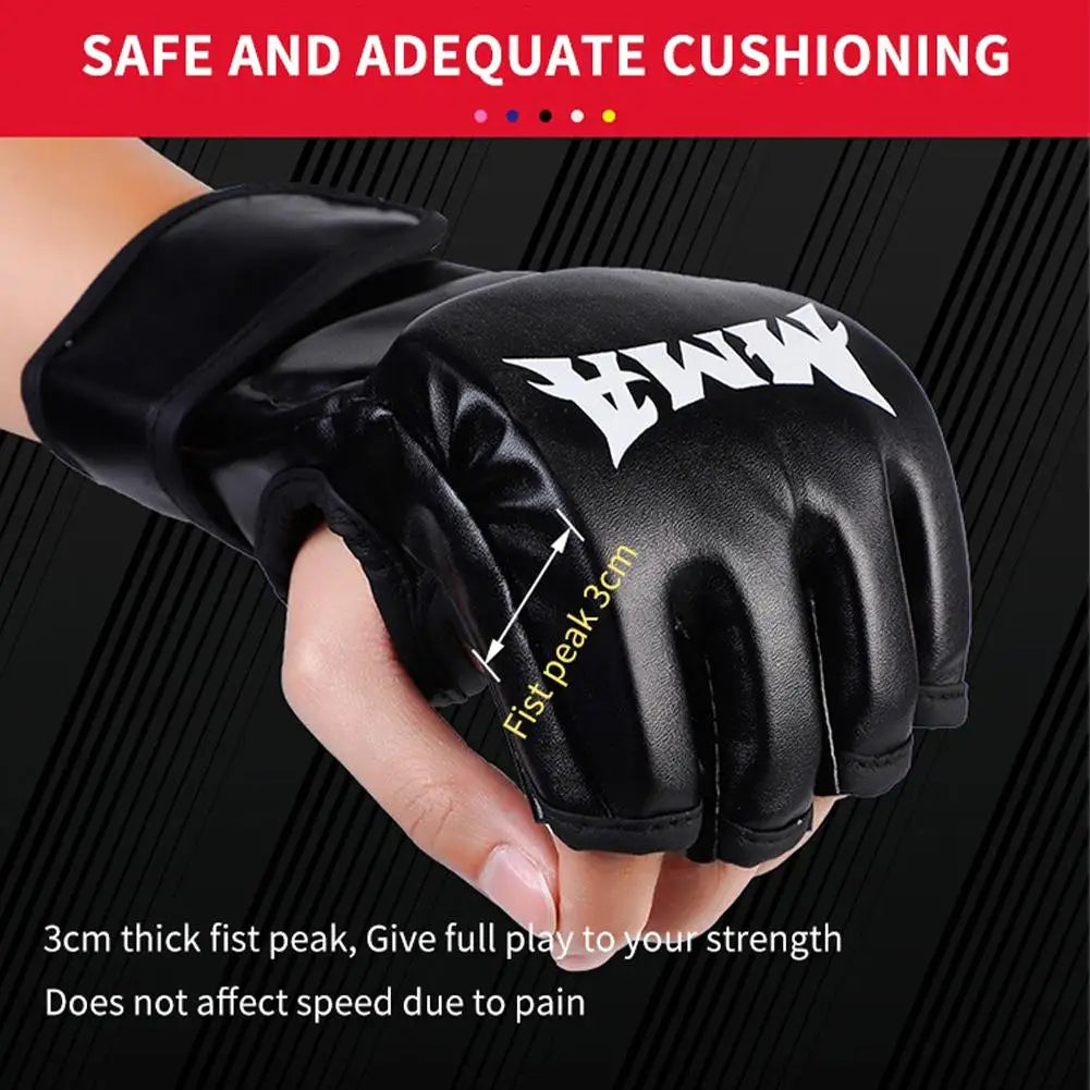 Professional Boxing Training Gloves Half Finger Leather Cushion for Adult Sanda Boxing UFC Training Sandbag Knuckles