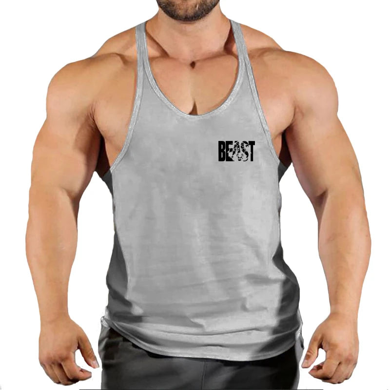 Summer Cotton Singlet Men Tank Top Bodybuilding Exercise Gym Workout Clothing for Men Sleeveless Muscle Shirts Running Vest