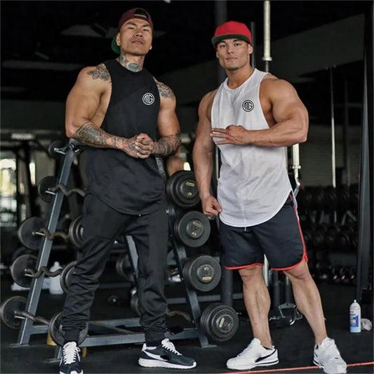 Muscleguys Running Vests Mens Gym Sleeveless Shirt Summer Cotton Stitching Mesh Breathable Fitness Tank Tops Muscle Singlets