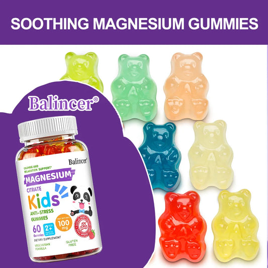 Magnesium Citrate for Kids - Delicious Gummies for Sleep, Bone Health, Muscle Recovery, Heart Health, Mood, and Immune Support