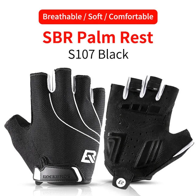 ROCKBROS Breathable Fitness Gloves Silicone Palm Hollow Back Gym Gloves Weightlifting Workout Dumbbell Bodybuilding Gloves