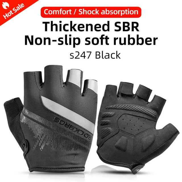 ROCKBROS Breathable Fitness Gloves Silicone Palm Hollow Back Gym Gloves Weightlifting Workout Dumbbell Bodybuilding Gloves