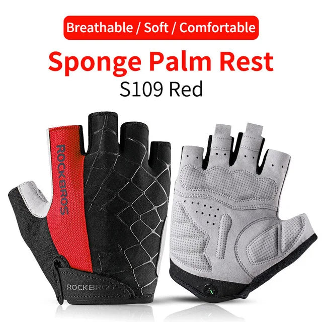 ROCKBROS Breathable Fitness Gloves Silicone Palm Hollow Back Gym Gloves Weightlifting Workout Dumbbell Bodybuilding Gloves