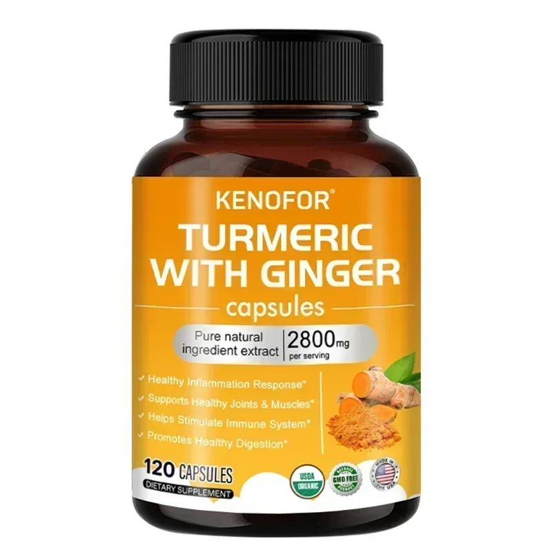 Turmeric Curcumin Capsules 1600mg with Ginger & MSM, Antioxidant Support, Joint Comfort, Heart Cognitive & Digestive Wellness