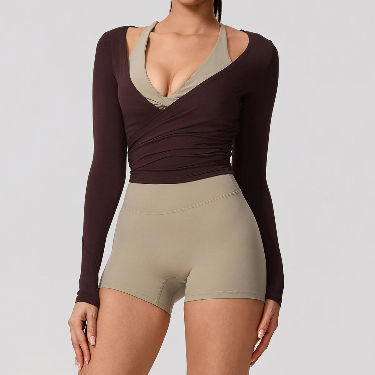New Summer Women's Yoga Long Sleeve One Piece Top
