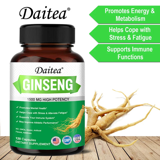 Panax Ginseng + Ginkgo Biloba Capsules, Supports Energy, Focus, Memory & Concentration, Brain Health & Physical Endurance