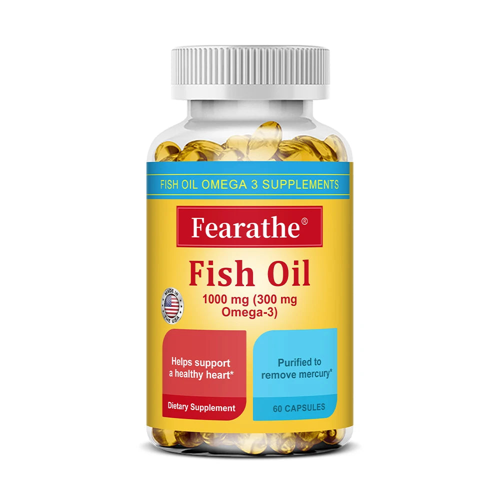 Omega 3 Fish Oil Capsules with EPA & DHA, Natural Essential Fatty Acid Supplement for Heart Brain Joint & Immune Wellness