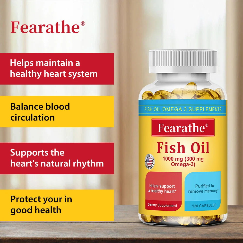 Omega 3 Fish Oil Capsules with EPA & DHA, Natural Essential Fatty Acid Supplement for Heart Brain Joint & Immune Wellness