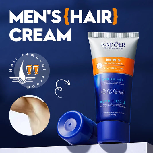 SADOER Men's Painless Hair Removal Cream, a fast-acting and gentle hair removal agent that moisturizes and soothes the skin