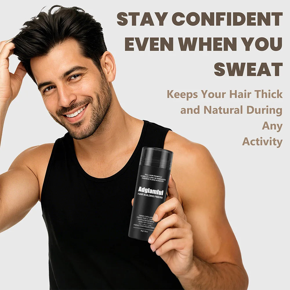 Adglamful Hair Fiber Powder 30g- Instant Thickening, Dense Hair, Wind/Sweat-Proof, 24H Hold, for Thin Hair