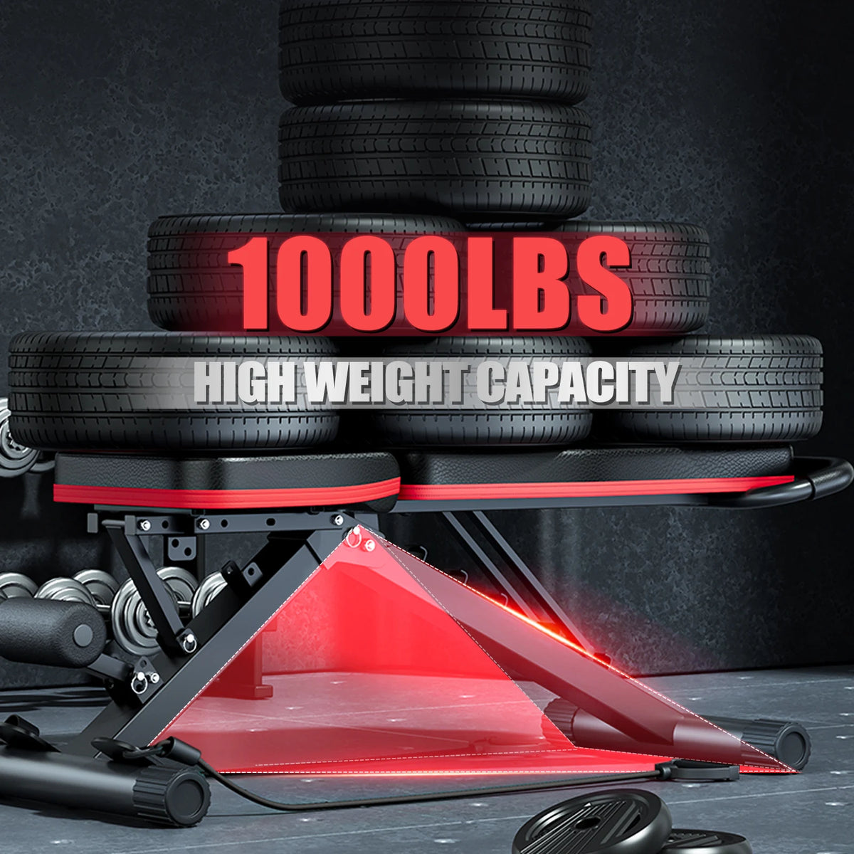 14-in-1 Foldable Dumbbell Bench Weight Pre-Assembled Multi-Functional 1000 lbs 6 Adjustable Levels for Full Body Workout