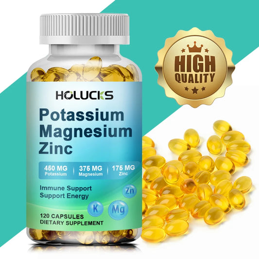 Potassium Magnesium Zinc Capsules - Bone & Heart Health Supplement, Sleep Support, Muscle Relaxation, Stress & Anxiety Relief