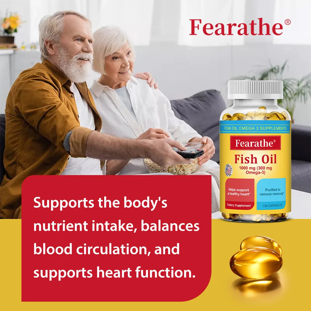 Omega 3 Fish Oil Capsules with EPA & DHA, Natural Essential Fatty Acid Supplement for Heart Brain Joint & Immune Wellness