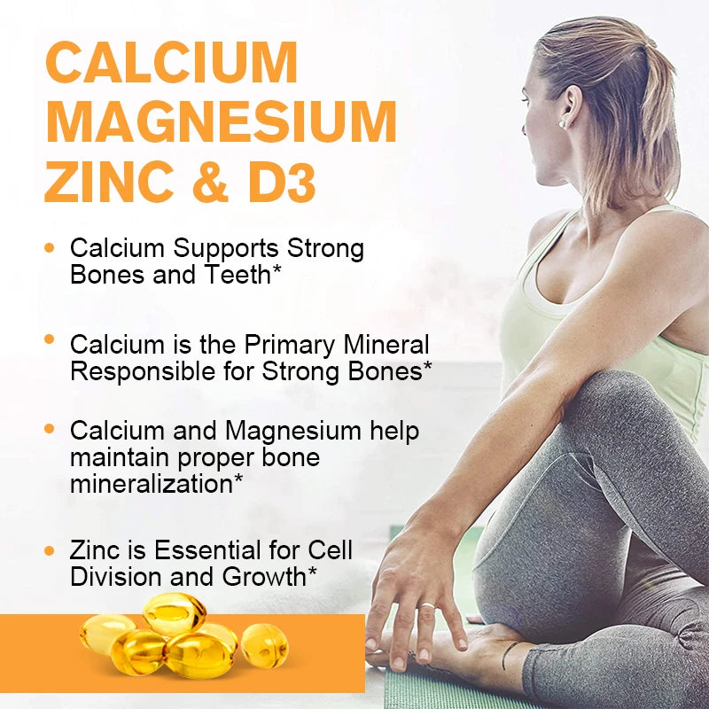 FULIMIKS Calcium Magnesium Zinc Supplement, with Vitamin D3, Supports Strong Bones, Teeth, Muscle Health & Immune Function
