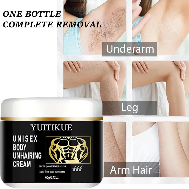 YUITIKUE Unisex Hair Remover Cream - Plant Ingredients, Effectively Remove Body Hair Without Irritation 60g