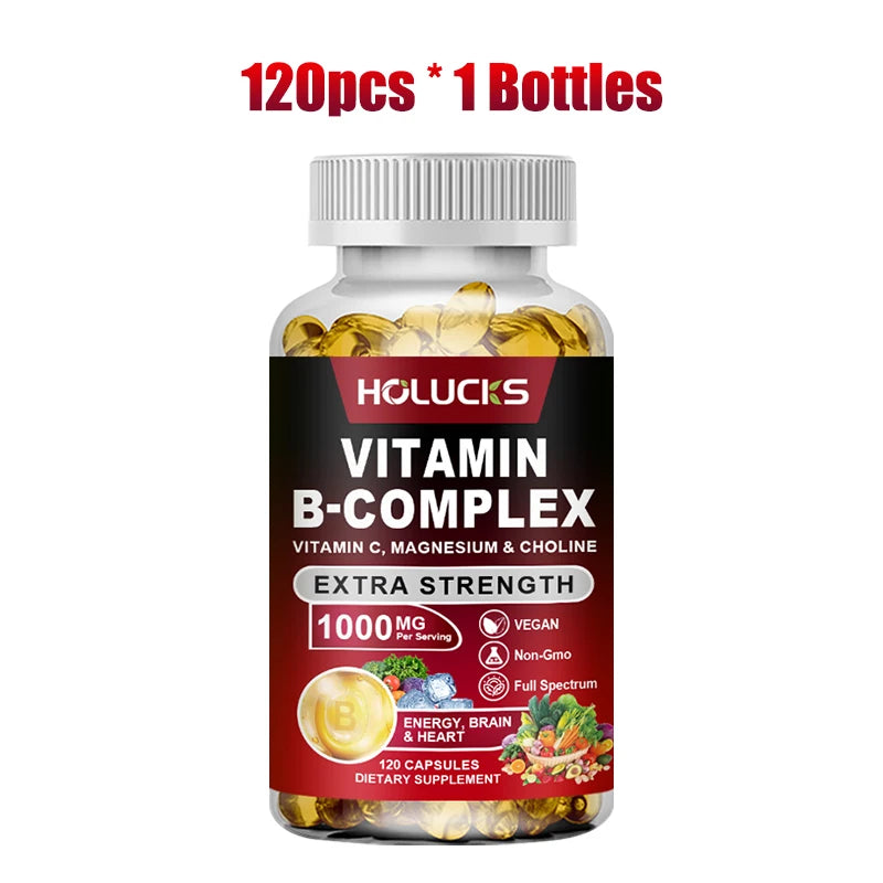 Buy 1 Get 1 Free!  Pure Vitamin B Complex Supplement, for Energy, Metabolism & Nervous System, Immune Defense & Stress Relief