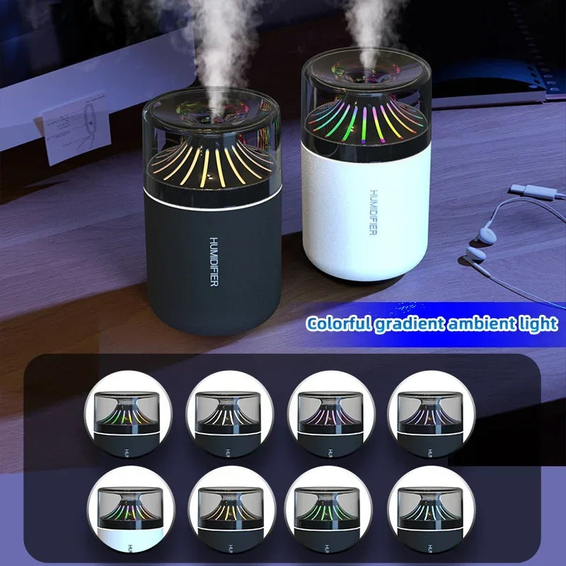 Colorful Gradual Change Atmosphere Light Vehicle Mounted Humidifier with Noise Reduction Mute Delicate Spray for Fresh Air