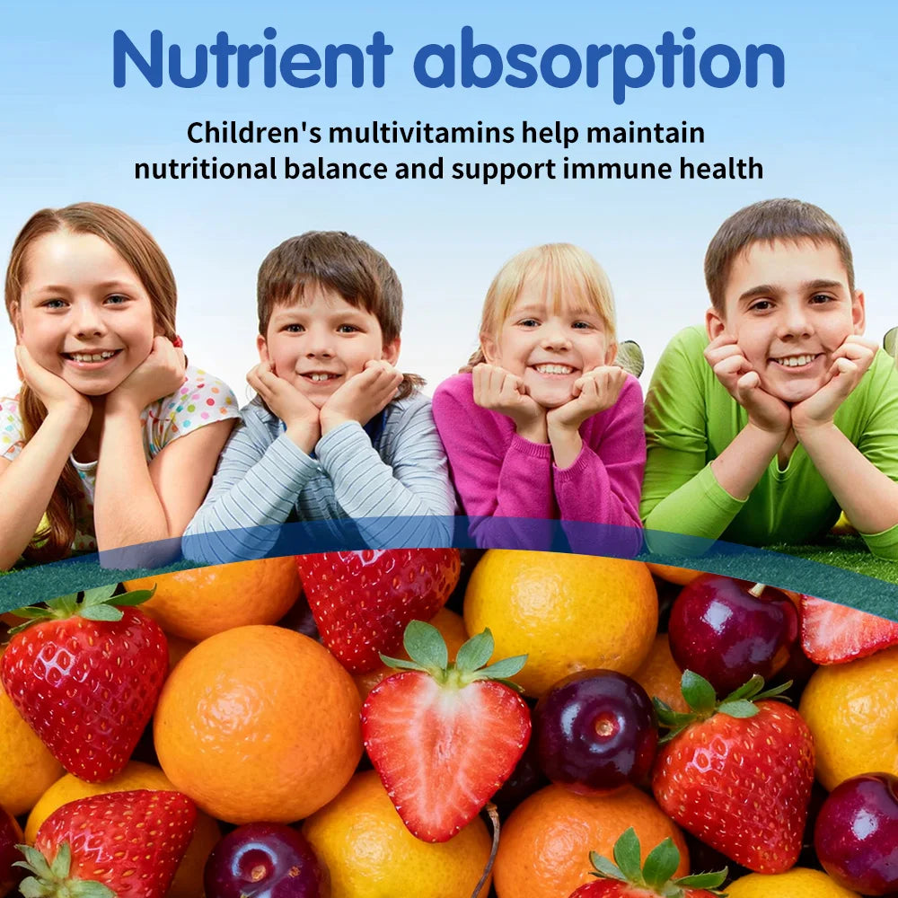 Children's Multivitamin Gummies - Rich in Vitamin A, C, D3, Zinc,- Boosts Immunity and Brain Health, Promote Nutrient Absorption