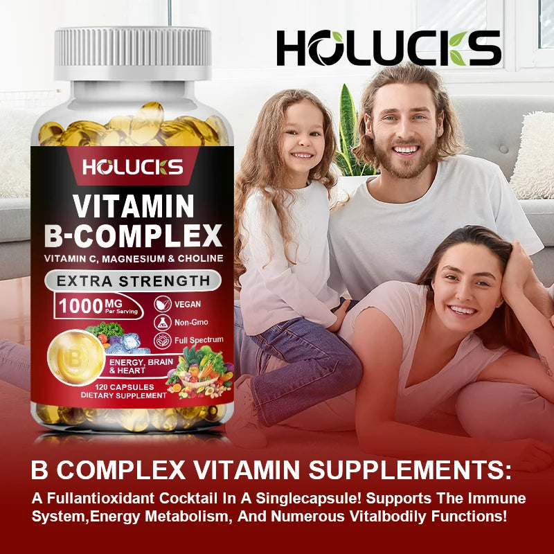 Buy 1 Get 1 Free!  Pure Vitamin B Complex Supplement, for Energy, Metabolism & Nervous System, Immune Defense & Stress Relief