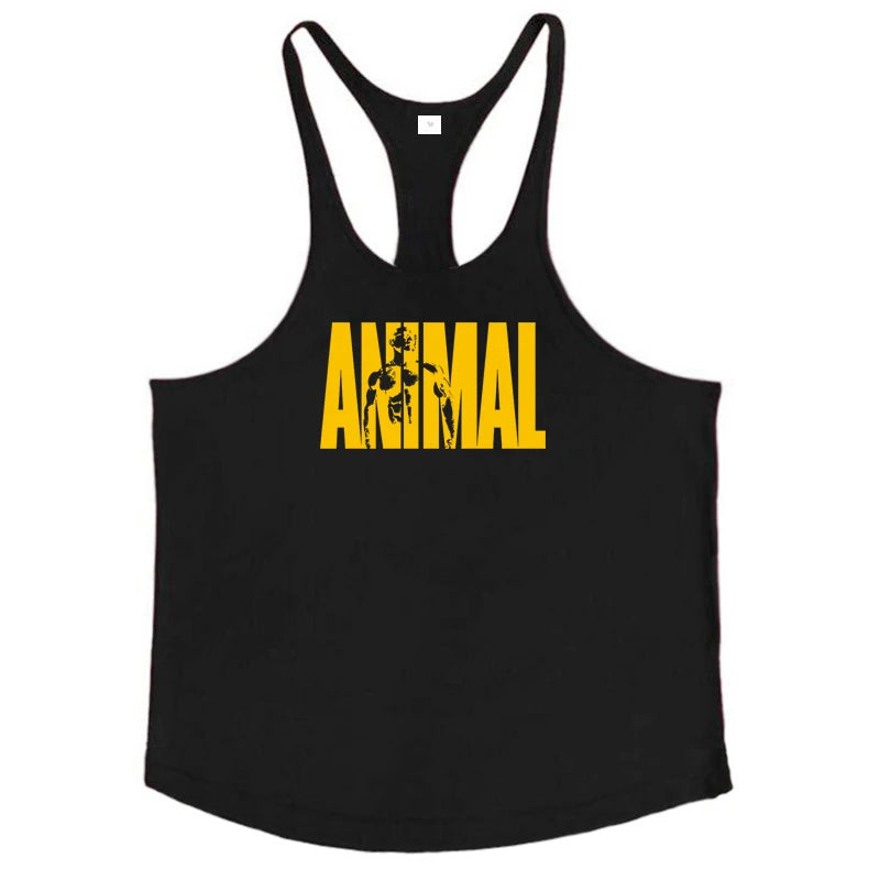 Running Vests Mens ANIMAL Letters Printed Gym Stringer Tank Tops Cotton Bodybuilding Sleeveless Singlets Muscle Fitness Clothing