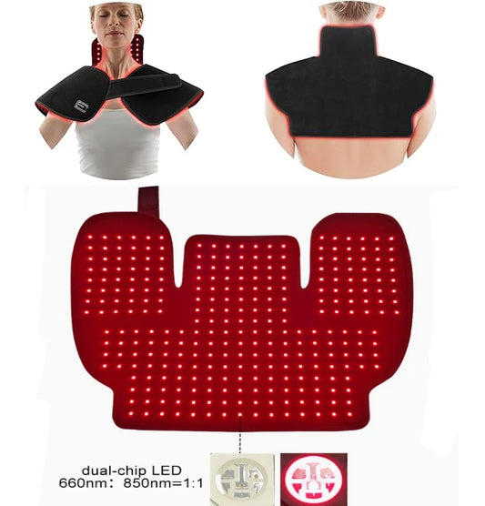 New Red Light Shoulder&Nape Physiotherapy Wearable Pad 660nm&850nm Infrared Light Therapy for Back Shoulder Neck Pain Relief
