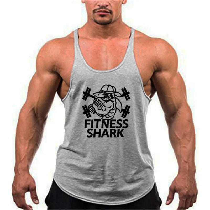 Summer Cotton Breathable Suspender Y-back Vests Gym Fitness Sleeveless Bodybuilding Sport Shirts Mens Workout Muscle Tank Tops