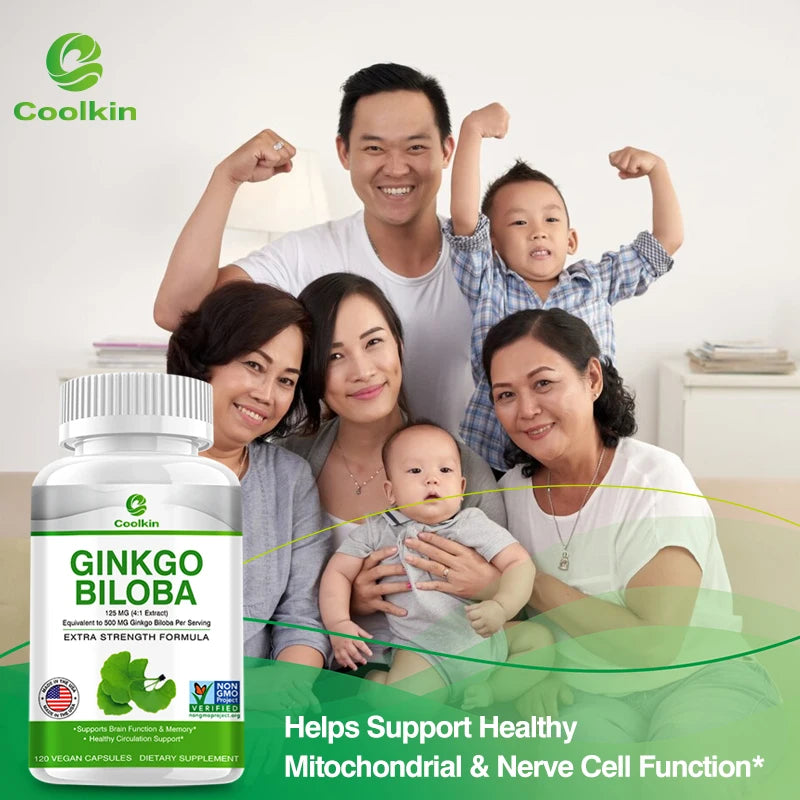 Ginkgo Biloba Extract Capsules - Promotes Brain Function and Memory, Attention, Antioxidant, Anti-Aging, Vegetarian