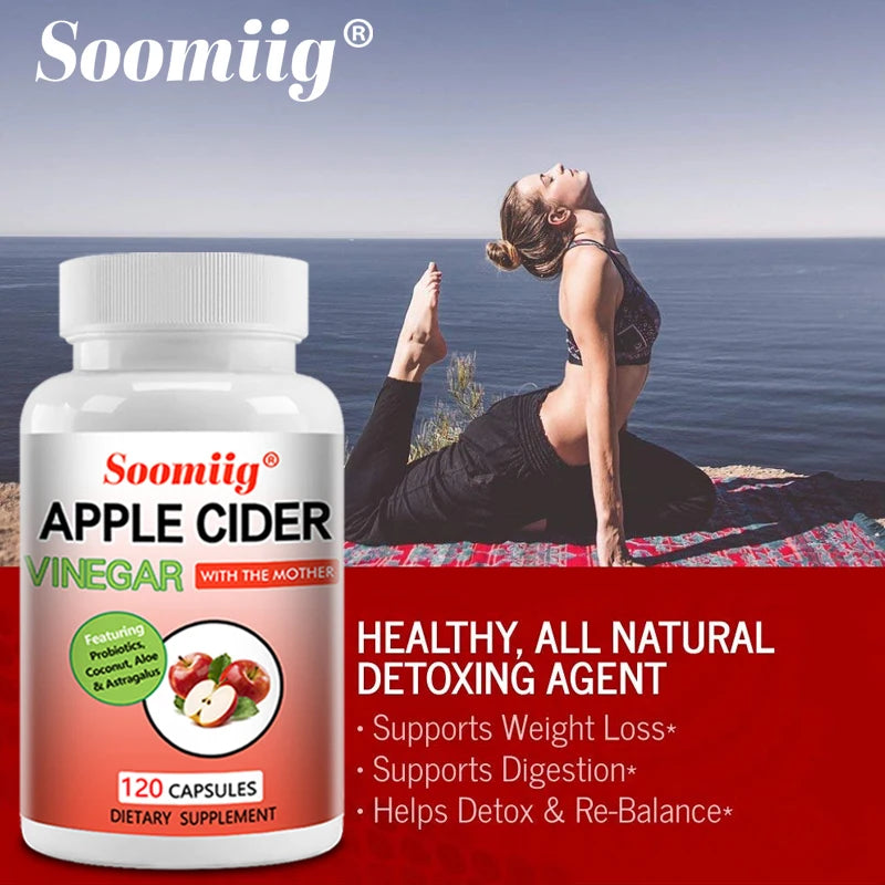Apple Cider Vinegar Capsules 1500mg, Natural Detox, Fat Burning, Appetite Suppressant, Improves Digestion, Energy, Non-GMO