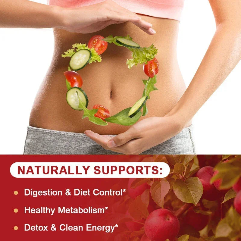 Raw Organic Apple Cider Vinegar (with Mother Vinegar) - Gut Health, Digestion, Weight Management - Natural Vegetarian Capsules