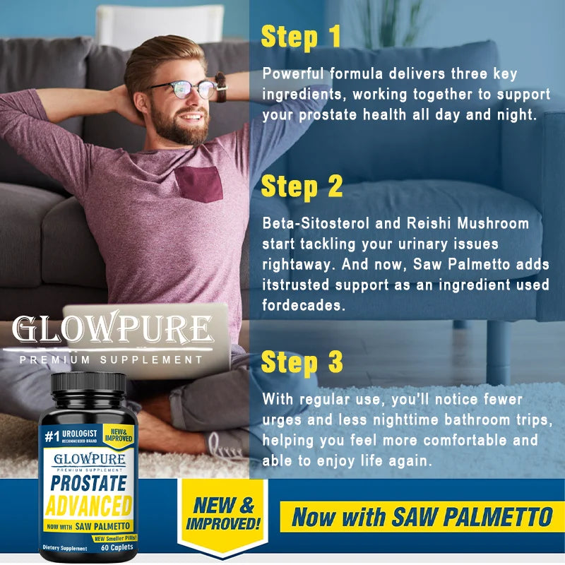 Advanced with Saw Palmetto 13 in 1  - Prostate , Bladder & Urinary Health with Beta-sitosterol, Reishi, Vitamin D Supplement
