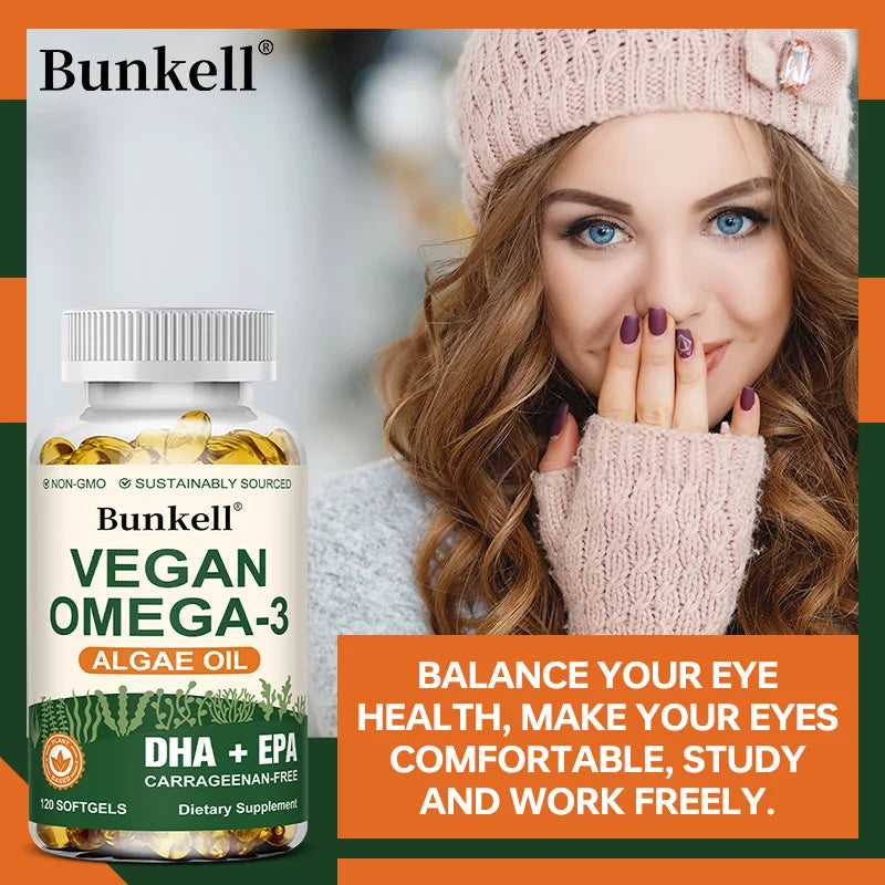 Omega 3 Algae Oil | Plus DHA EPA Non GMO Overall Health | Fish Oil Substitute 120 Capsules Soft Capsules