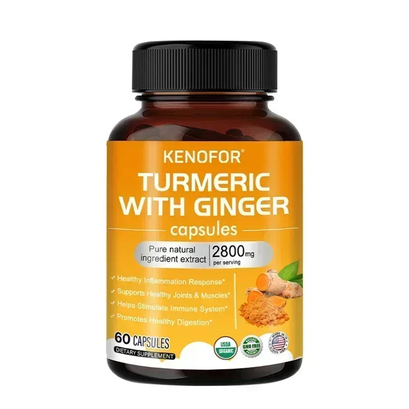 Turmeric Curcumin Capsules 1600mg with Ginger & MSM, Antioxidant Support, Joint Comfort, Heart Cognitive & Digestive Wellness