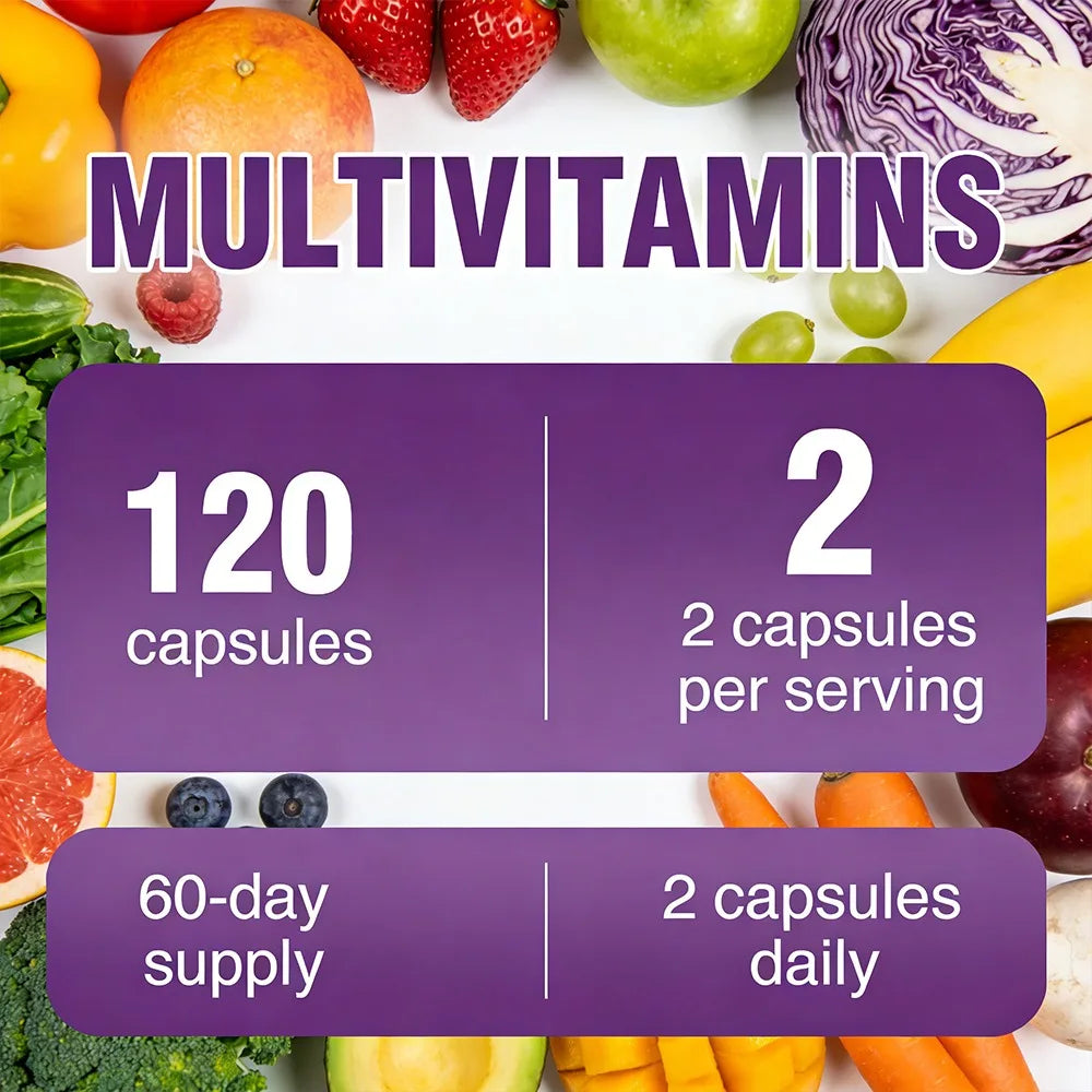 Multivitamin & Minerals Capsule for Women and Men,Support Energy,Focus,Mood,Hair,Skin and Nails Health,Relieve Stress