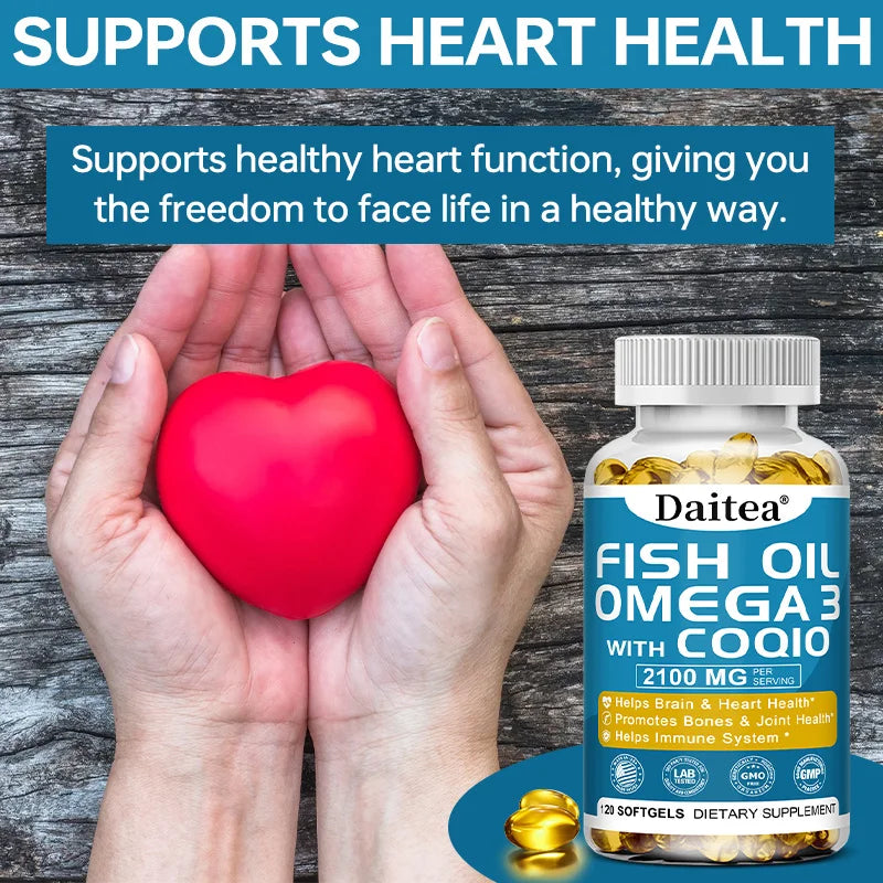 Omega 3 Fish Oil Capsules - Ultra-Pure Supplement - Promotes Joint, Eye, Skin Health, Supports Fatty Acids, Immune Support