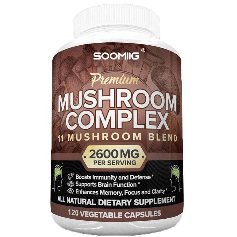 Mushroom Complex Supplement, Boosts Memory, Supports Brain Function, Boosts Heart & Immune Support, Boosts Immune System